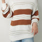 Striped Round Neck Dropped Shoulder Sweater