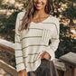 Striped V-Neck Drop Shoulder Sweater