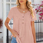 Eyelet Quarter Button Short Sleeve T-Shirt