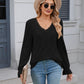 Lace Detail V-Neck Long Sleeve T-Shirt