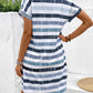 Striped V-Neck Short Sleeve Dress