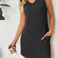 Texture Pocketed V-Neck Tank Dress