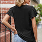 Eyelet V-Neck Flutter Sleeve T-Shirt