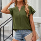 Notched Cap Sleeve T-Shirt
