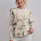 Drawstring Hem Letter Pattern Round Neck Dropped Shoulder Sweater