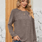 Ruched Round Neck Flounce Sleeve T-Shirt