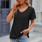 Eyelet V-Neck Short Sleeve T-Shirt