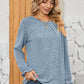 Ruched Round Neck Flounce Sleeve T-Shirt