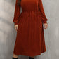 Plus Size Round Neck Long Sleeve Midi Dress