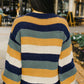 Color Block Round Neck Dropped Shoulder Sweater