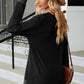 Slit V-Neck Long Sleeve T-Shirt