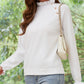 Decorative Button Turtleneck Long Sleeve T-Shirt