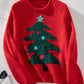 Christmas Tree Round Neck Raglan Sleeve Sweater