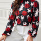 Frill Floral Mock Neck Long Sleeve Top