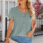 Eyelet Quarter Button Short Sleeve T-Shirt