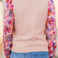 Printed Round Neck Flounce Sleeve Sweater