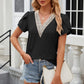 Eyelet V-Neck Petal Sleeve T-Shirt