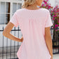 Eyelet Quarter Button Short Sleeve T-Shirt