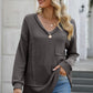 Exposed Seam V-Neck Long Sleeve T-Shirt