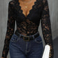 Lace Plunge Long Sleeve Bodysuit