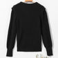 Solid Color Notched Long Sleeve Sweater