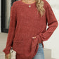 Pocketed Round Neck Long Sleeve T-Shirt