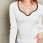 Contrast Sweetheart Neck Ribbed Top