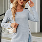 Slit Decorative Button Square Neck T-Shirt