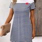 Striped Round Neck Short Sleeve Mini Dress