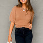 Fuzzy Round Neck Half Sleeve Sweater