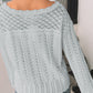 Openwork Round Neck Long Sleeve Knit Top