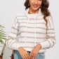 Cowl Neck Drawstring Dropped Shoulder Striped Print Blouse