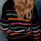 Striped Round Neck Dropped Shoulder Sweater