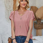 Decorative Button Eyelet V-Neck Short Sleeve T-Shirt