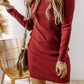 Ribbed Mock Neck Long Sleeve Mini Dress