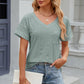 Eyelet V-Neck Short Sleeve T-Shirt