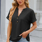 Eyelet Notched Short Sleeve T-Shirt