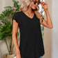 Ruched V-Neck Short Sleeve T-Shirt