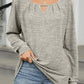 Cutout Round Neck Long Sleeve T-Shirt