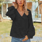 V-Neck Long Sleeve Blouse