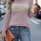 Color Block Round Neck Long Sleeve Top