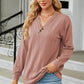 Decorative Button V-Neck Long Sleeve T-Shirt