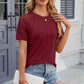 Openwork Round Neck Short Sleeve T-Shirt