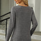 Slit Decorative Button Square Neck T-Shirt