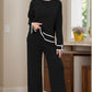 High-Low Round Neck Top and Pants Sweater Set