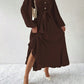 Half Button Tie Waist Long Sleeve Maxi Dress