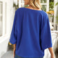 Cowl Neck Three-Quarter Sleeve Blouse