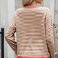 Striped Contrast Round Neck Long Sleeve Sweater