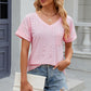 Eyelet V-Neck Short Sleeve T-Shirt