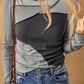 Exposed Seam Contrast Round Neck Long Sleeve T-Shirt